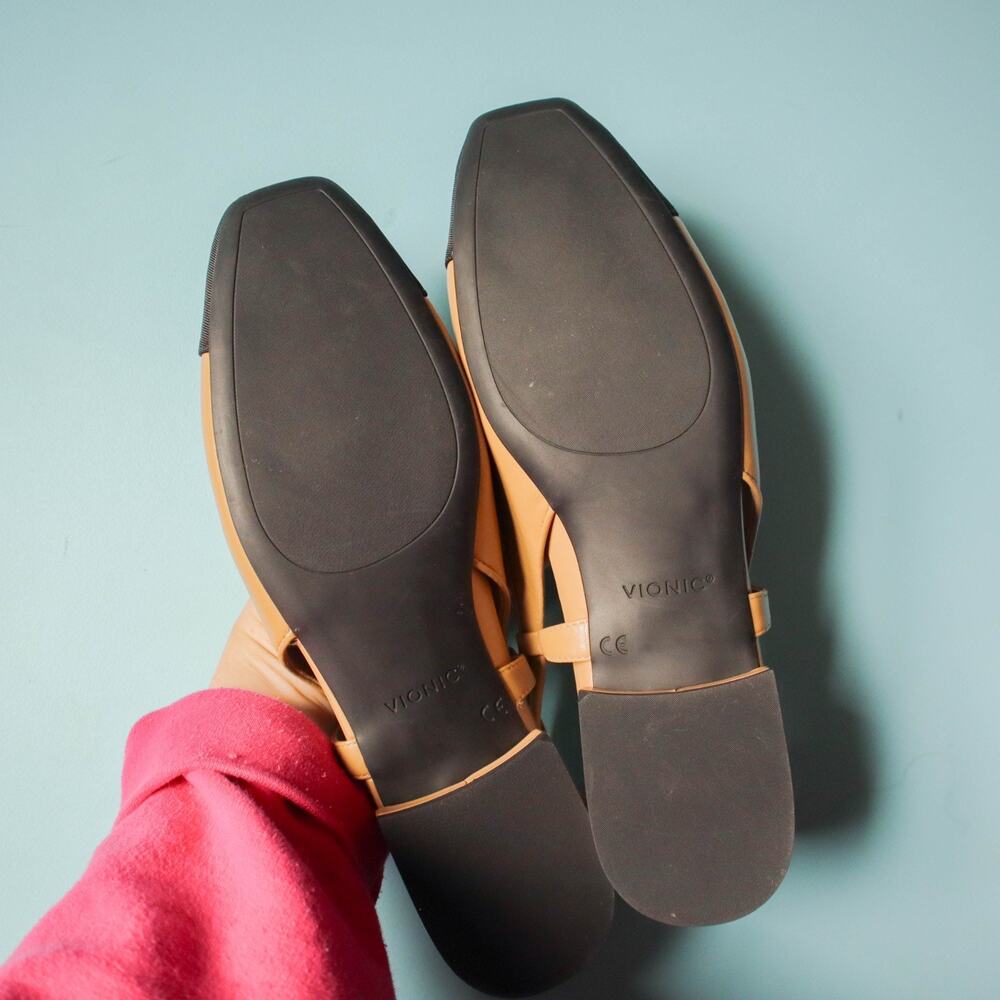 Vionic Petaluma Black Tan Genuine Leather Slingback Comfort Flats Womens 11 - Picture 3 of 8